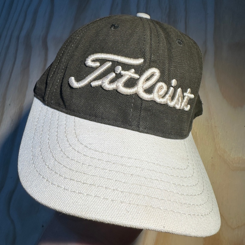 Titleist Mens OSFA Olive Green DCI Golf Hat Leather Strap Adjustable Cap